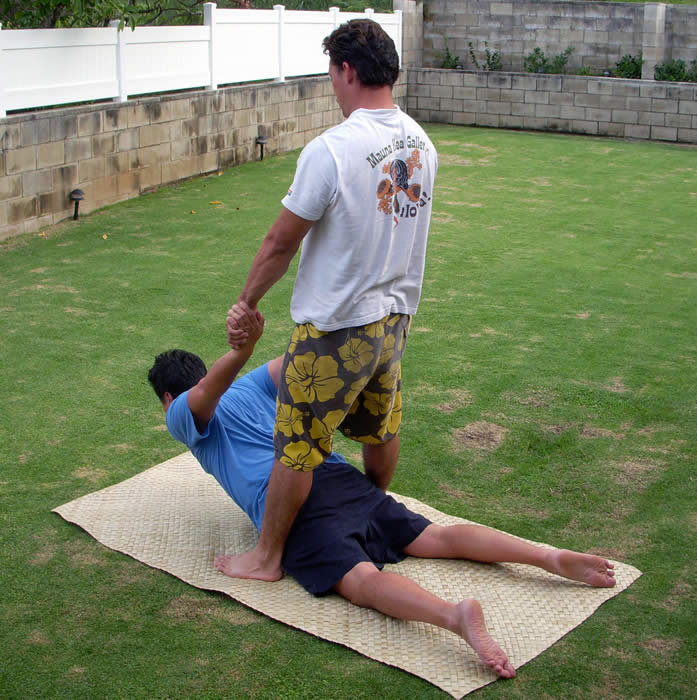 Pulling back shoulders