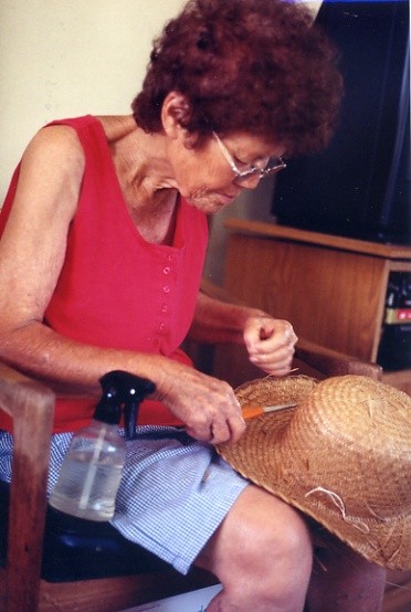 auntie Gladys finishing hat