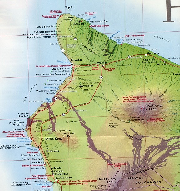 map of the Big Island, Kohala 